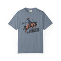 Bro of a T1D Cowgirl T-Shirt featuring a cowgirl on a horse, promoting diabetes awareness and support.