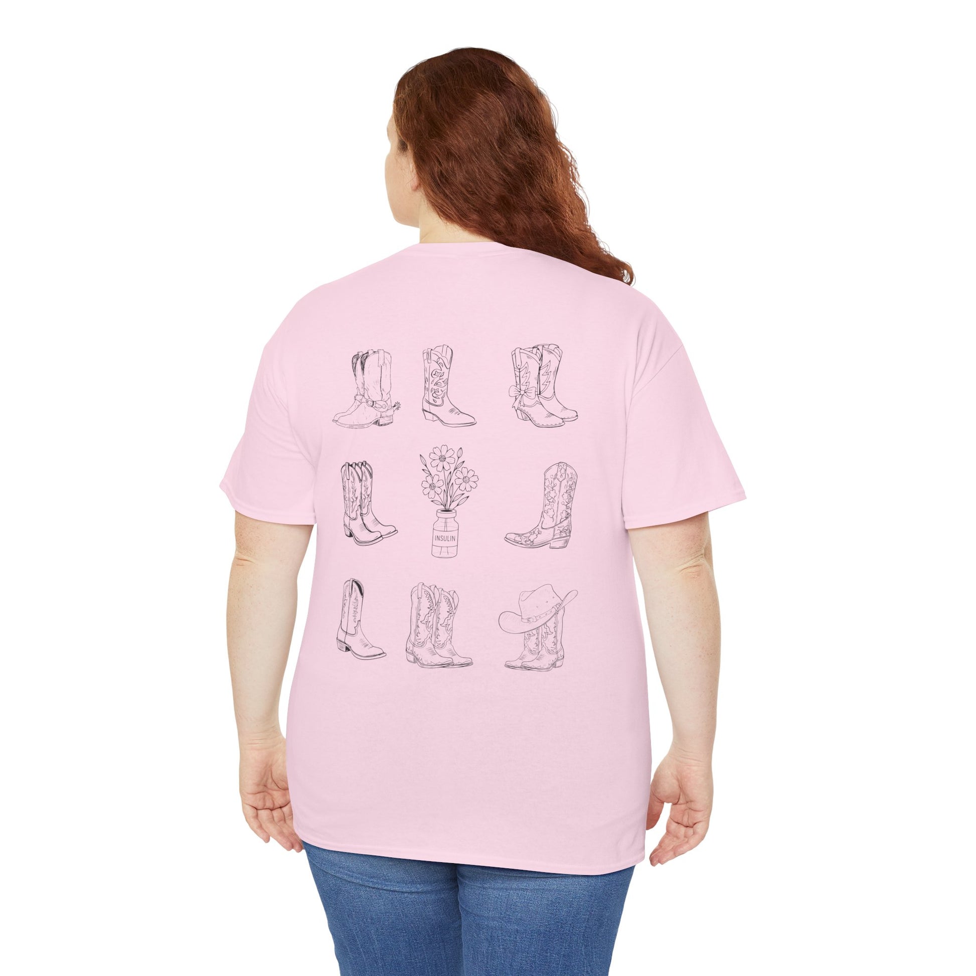 Floral cowboy boots insulin graphic t1d diabetes tshirt