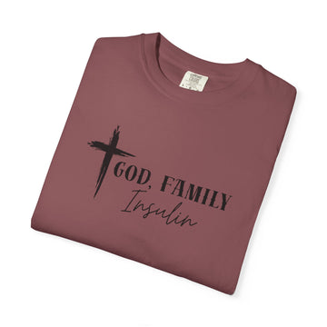 God, Family, Insulin Diabetes Awareness Tshirt