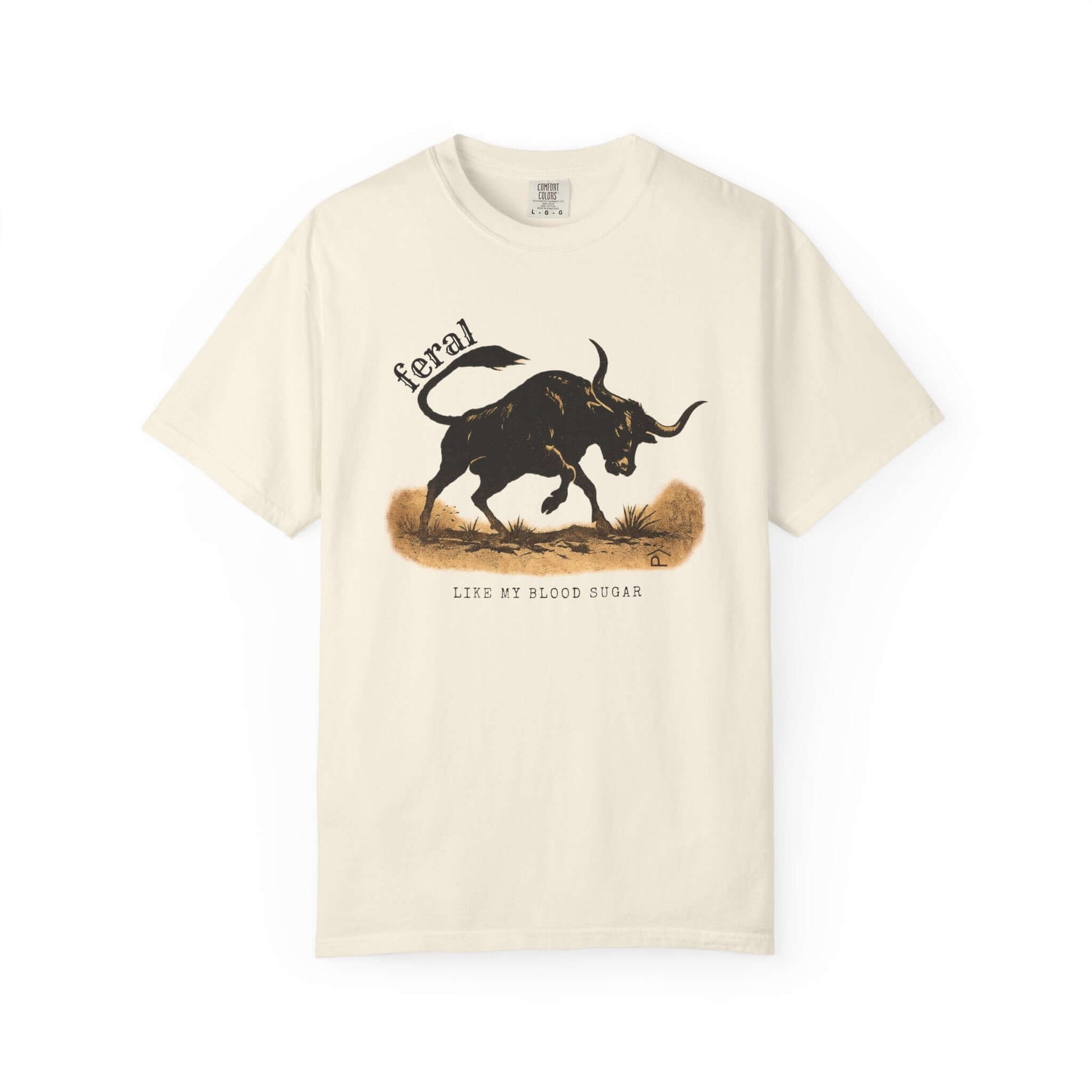 adult t1d diabetes tshirt bull on ivory