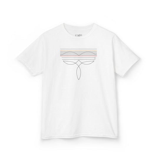 CGM Boot Stitching Kids Diabetes Shirt featuring a unique stitched design on a white cotton tee.