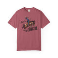 Bro of a T1D Cowgirl T-Shirt featuring a cowgirl riding a horse, celebrating diabetes awareness and support.