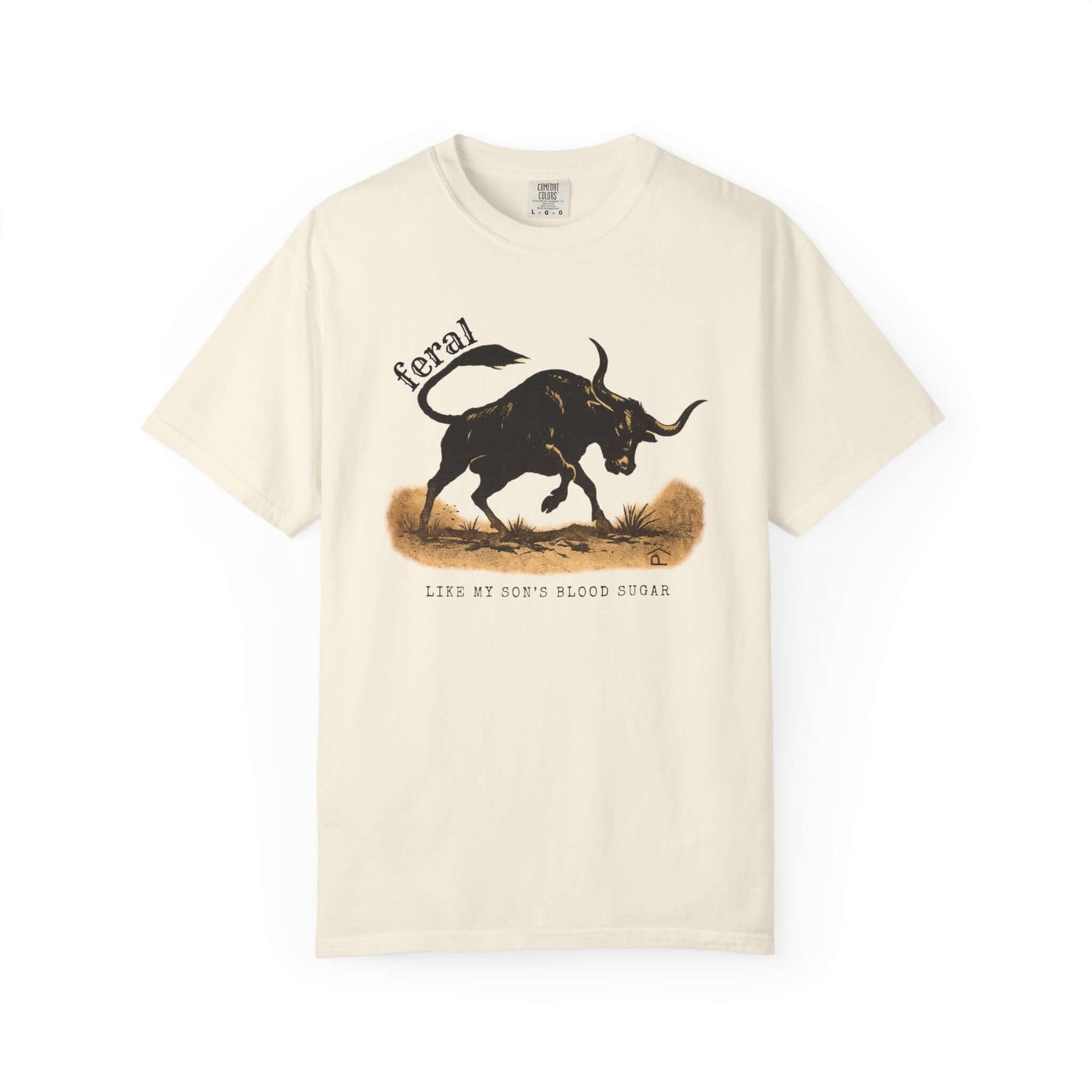 adult t1d diabetes tshirt. Bull on ivory tshirt