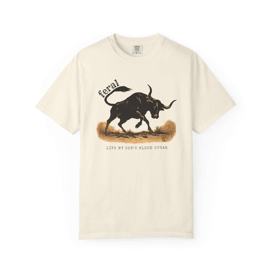 adult t1d diabetes tshirt. Bull on ivory tshirt
