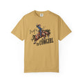 Sis of a T1D Cowgirl T-Shirt showcasing a cowgirl with diabetes riding a horse, promoting diabetes awareness.
