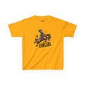 T1D Cowgirl Kids Diabetes Shirt featuring a cowgirl on horseback, promoting diabetes awareness and support.