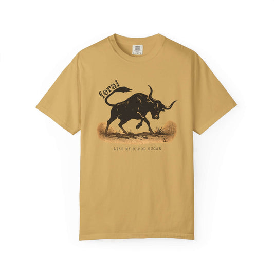 adult t1d diabetes tshirt bull on mustard