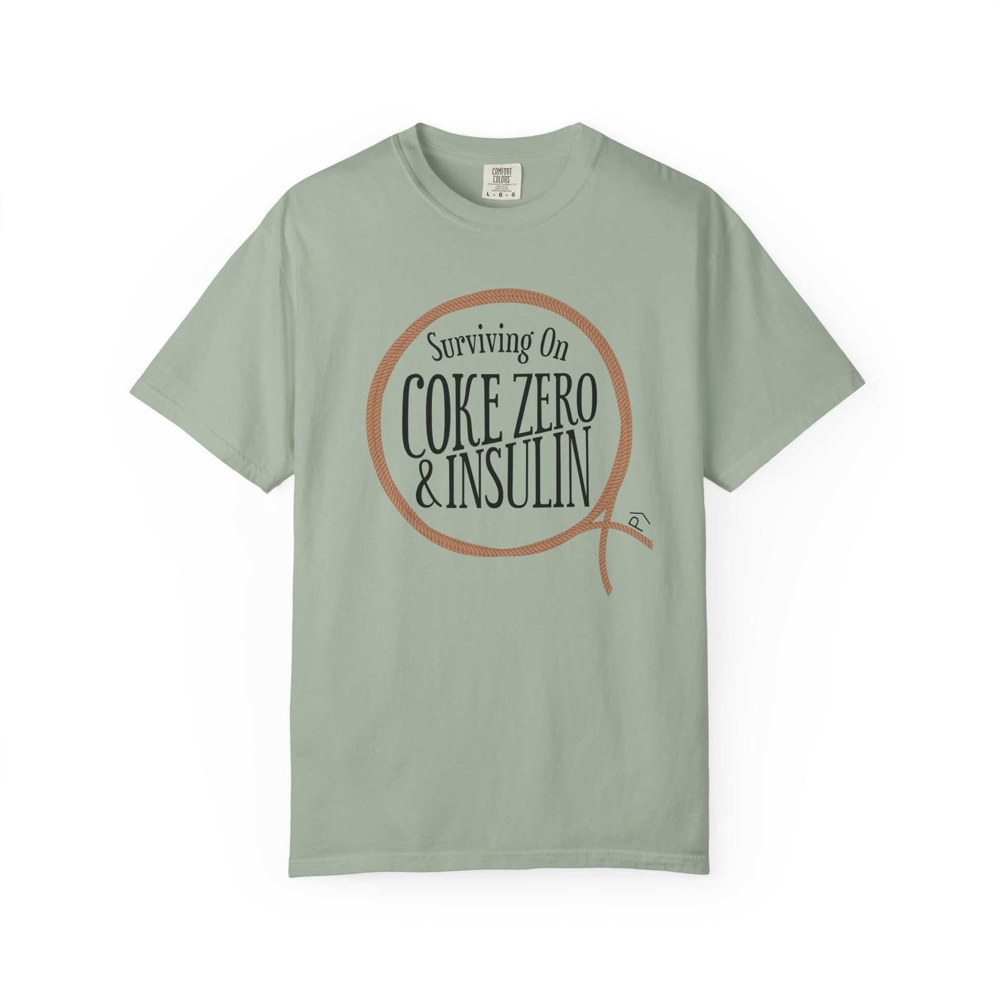Surviving on Coke Zero Western Diabetes Tshirt featuring a curled rope design and comfortable fabric.