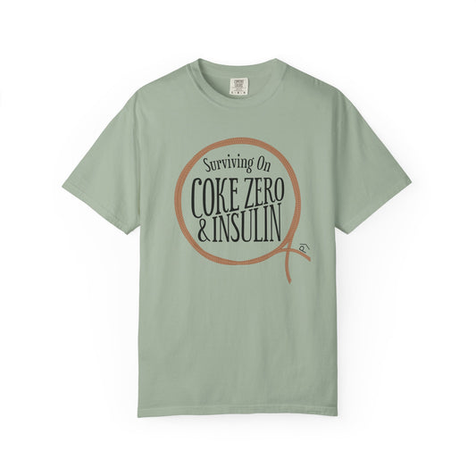 Surviving on Coke Zero Western Diabetes Tshirt featuring a curled rope design and comfortable fabric.