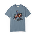 T1D Cowgirl Diabetes T-Shirt featuring a cowgirl riding a horse, promoting diabetes awareness and support squad.