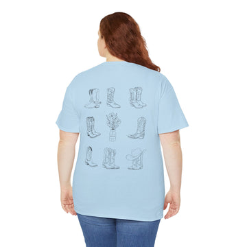 Floral cowboy boots insulin graphic t1d diabetes tshirt