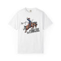 Mom of a T1D Cowgirl T-Shirt showcasing a cowgirl and insulin pump, promoting diabetes awareness.