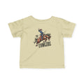 T1D Cowgirl Toddler Diabetes Tshirt featuring a cowgirl riding a horse in charming design.