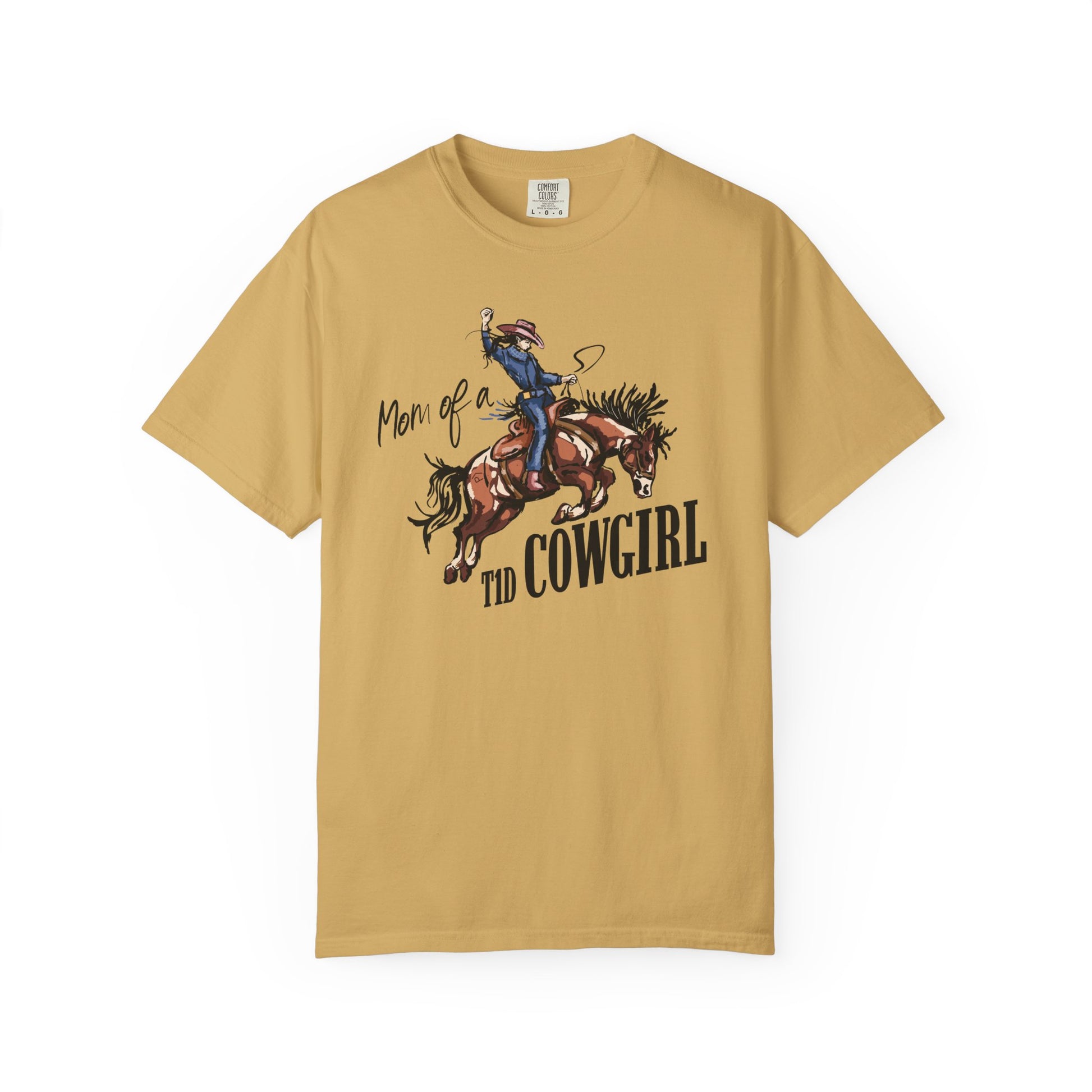 Mom of a T1D Cowgirl T-Shirt featuring a cowgirl design, perfect for diabetes awareness and support.