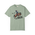 Mom of a T1D Cowgirl T-Shirt featuring a cowgirl riding a horse, celebrating diabetes awareness and support for T1D.