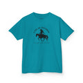 I Can Do Anything Girls Diabetes Shirt featuring cowboy design in turquoise cotton fabric.