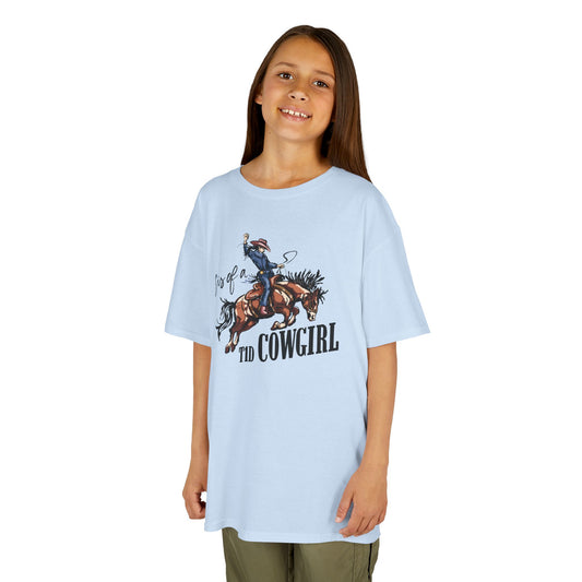 Sis of a T1D Cowgirl Diabetes Tee worn by a girl, showcasing support for T1D siblings in a playful cowgirl design.