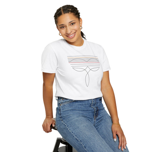 Model wearing CGM Cowboy Boot Stitching Tee with cowboy boot-inspired design and subtle graph detail.