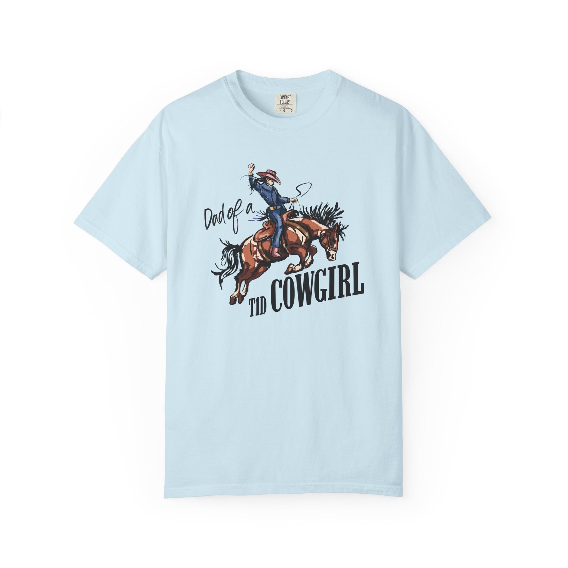 Dad of a T1D Cowgirl T-Shirt with cowgirl design celebrating diabetes support.
