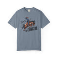 Sis of a T1D Cowgirl T-Shirt featuring a cowgirl riding a horse, promoting diabetes awareness and support.