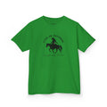 I Can Do Anything Girls Diabetes Shirt in green featuring a cowgirl on horseback.