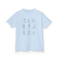 Boots and Insulin Kids Diabetes Tshirt featuring cowboy boots and insulin vial design on a light blue background.