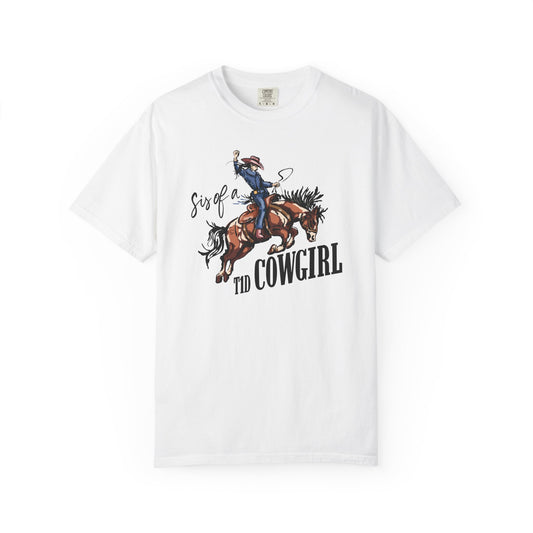 Sis of a T1D Cowgirl T-Shirt showcasing a cowgirl with an insulin pump, promoting diabetes awareness.