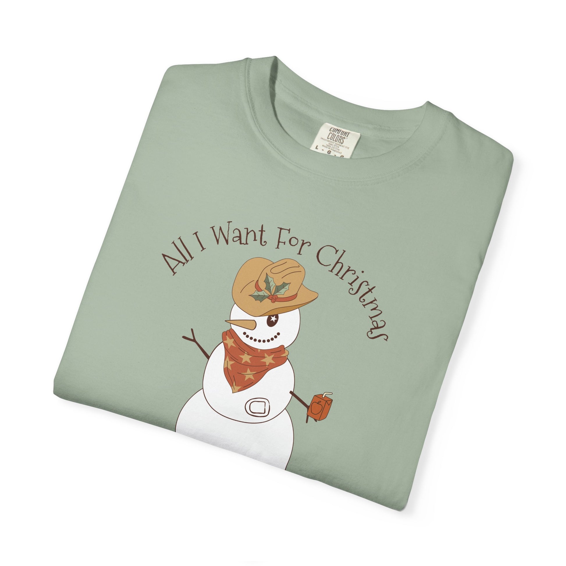 All I Want for Christmas Pump Diabetes TShirt featuring a snowman in a cowboy hat, perfect for Christmas diabetes humor.