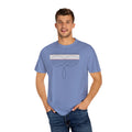 Model wearing CGM Cowboy Boot Stitching Tee in blue, featuring a cowboy boot stitch pattern and diabetes awareness design.