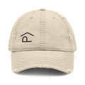 Distressed Lazy P Diabetes Hat featuring a beige distressed design with Lazy P embroidery, perfect for casual style.