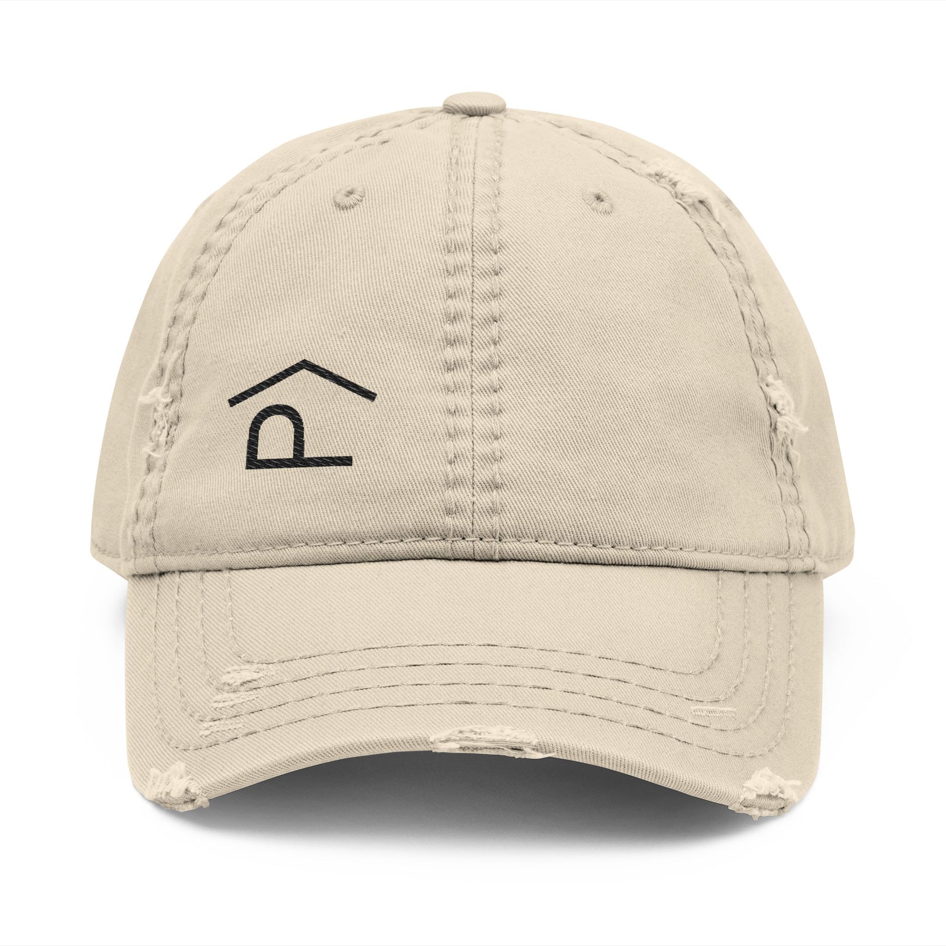 Distressed Lazy P Diabetes Hat featuring a beige distressed design with Lazy P embroidery, perfect for casual style.