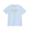 CGM Boot Stitching Kids Diabetes Shirt featuring a minimalist design on a light blue tee.