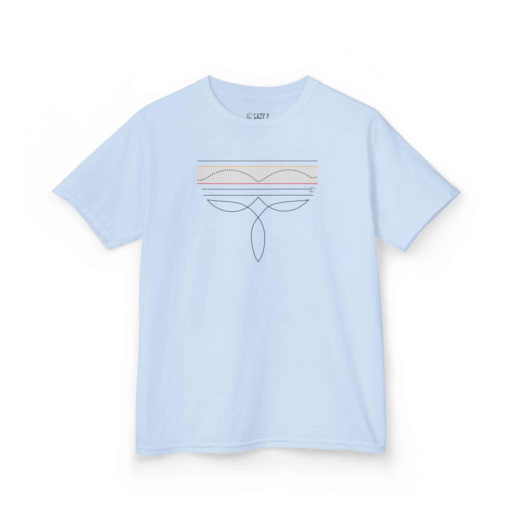 CGM Boot Stitching Kids Diabetes Shirt featuring a minimalist design on a light blue tee.