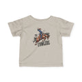 T1D Cowgirl Toddler Diabetes Tshirt featuring a cowgirl riding a horse, perfect for toddlers celebrating style and strength.