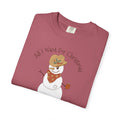 All I Want for Christmas CGM Adult Tee featuring a snowman in a cowboy hat with a humorous design.
