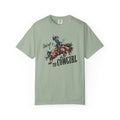 Dad of a T1D Cowgirl T-Shirt featuring a cowgirl on a horse, promoting diabetes support and family love.