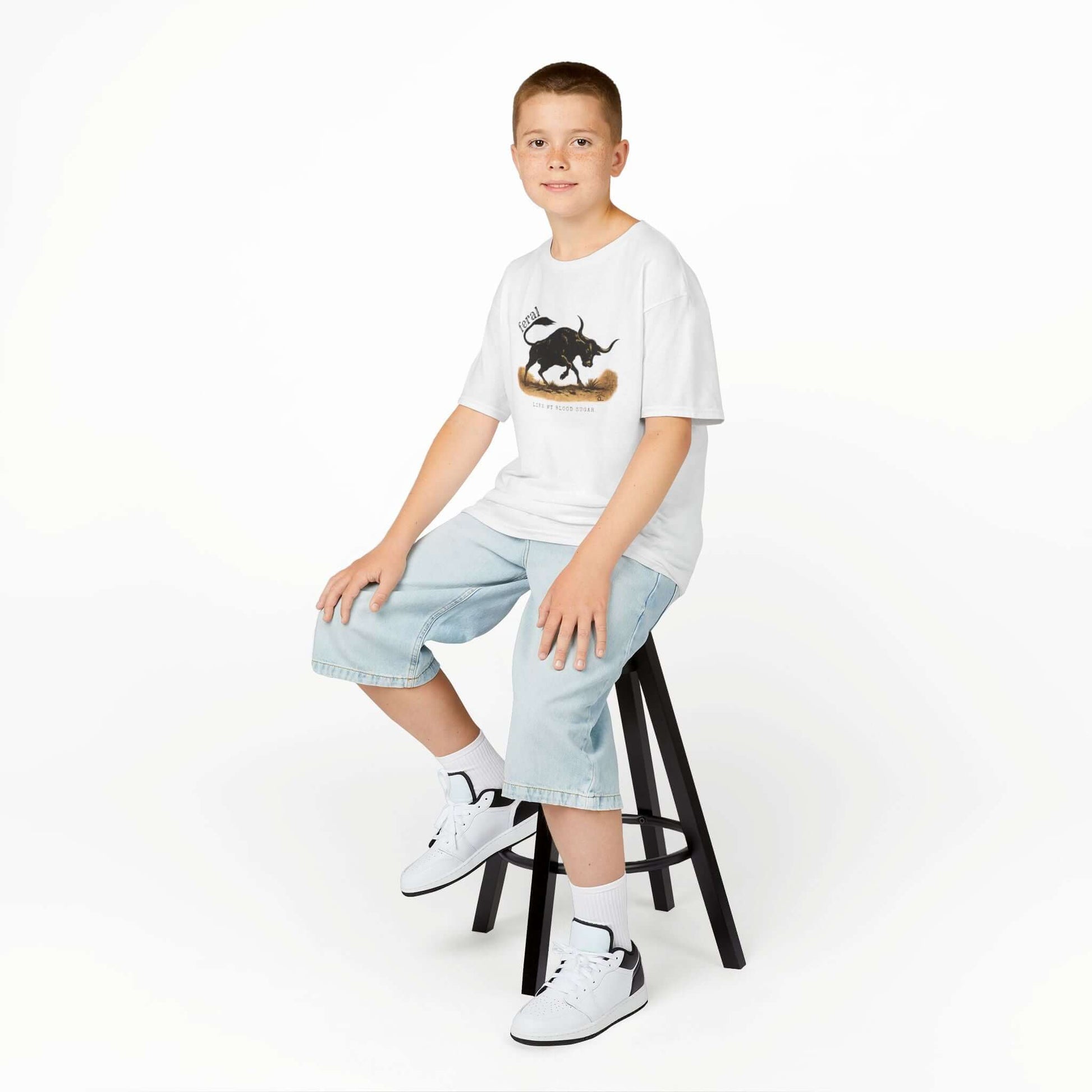 kids t1d diabetes tshirt bull on white